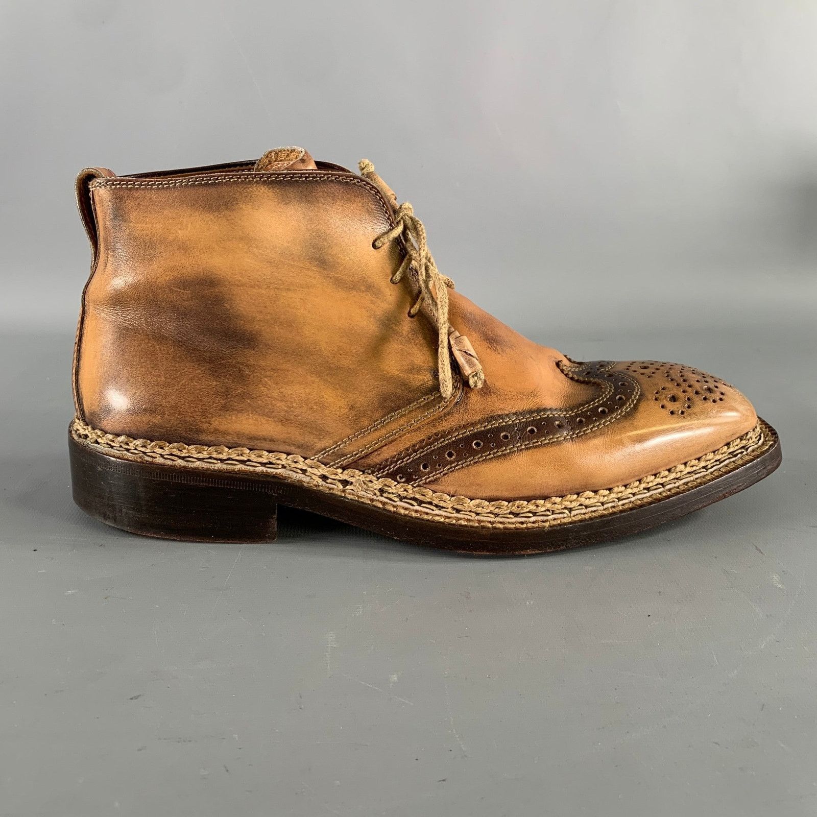 Bettanin & Venturi BETTANIN & VENTURI Size 8 Tan Brown Leather Spectator Boots Size US 8 / EU 41 - 2 Thumbnail
