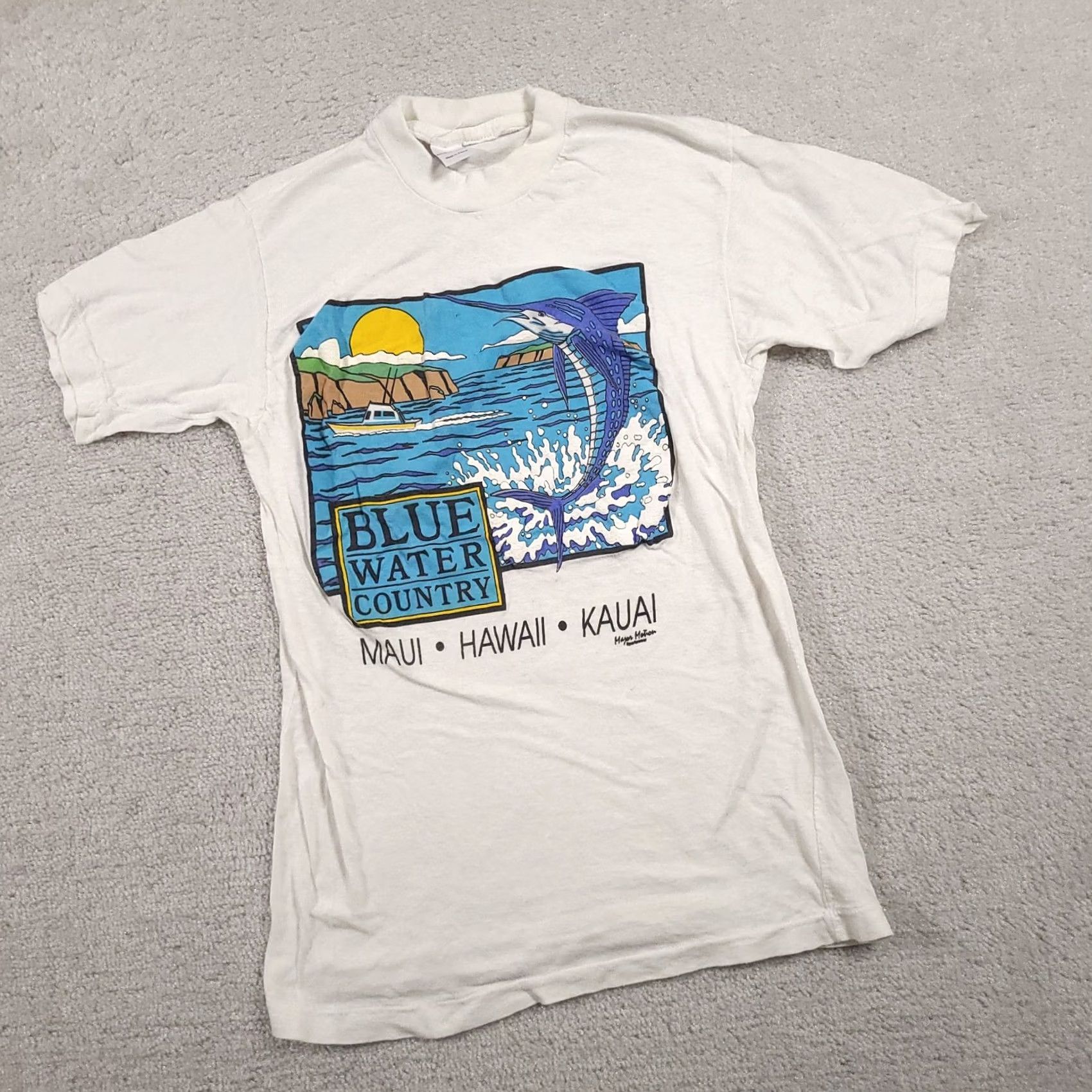 Vintage VINTAGE Blue Water Country Shirt Mens Small White Hawaii Marlin Maui Kauai 90s Tee Size US S / EU 44-46 / 1 - 2 Thumbnail