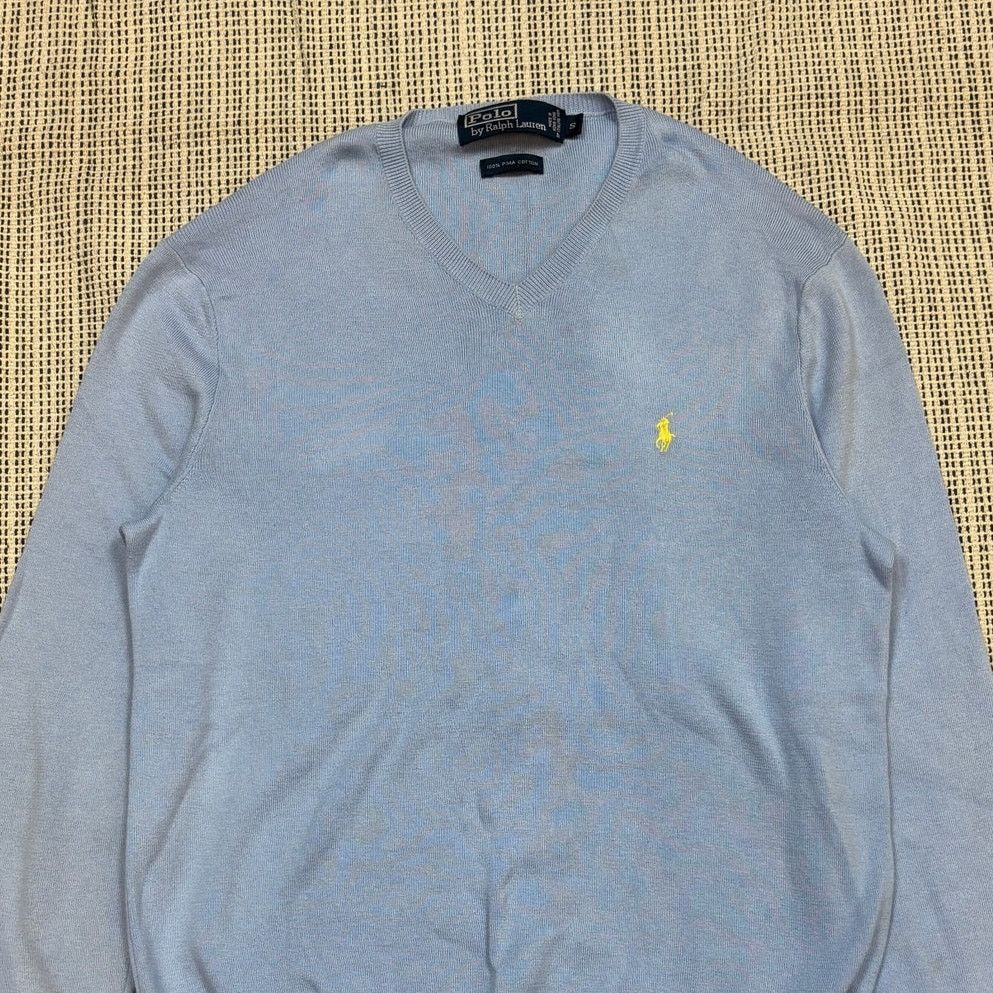 Polo Ralph Lauren × Vintage Vintage Polo Ralph Lauren Pima V Neck Sweater Men's Small Size US S / EU 44-46 / 1 - 2 Thumbnail
