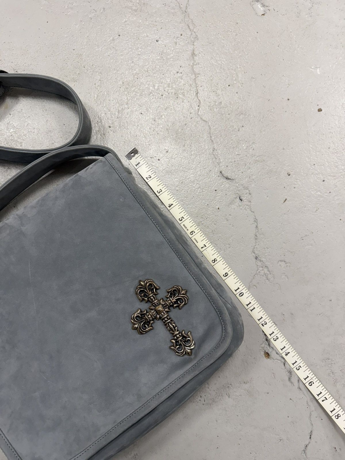 Chrome Hearts Chrome Hearts XL Filigree Suede Mail Messenger Side Bag Grey Size ONE SIZE - 15 Thumbnail