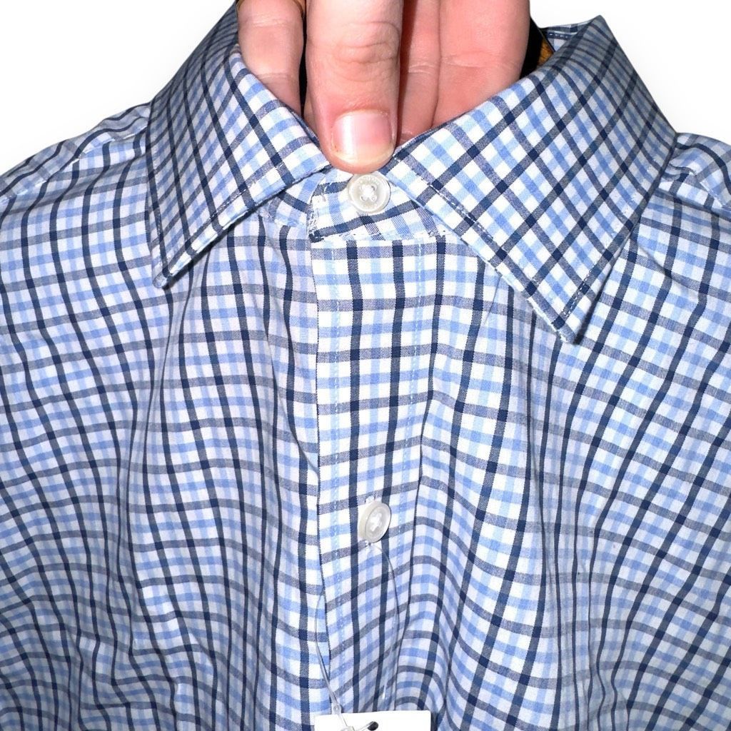 Tommy Hilfiger NWT Tommy Hilfiger Blue Plaid Semi Spread Dress Shirt M 15.5 32/33 Size US M / EU 48-50 / 2 - 4 Thumbnail