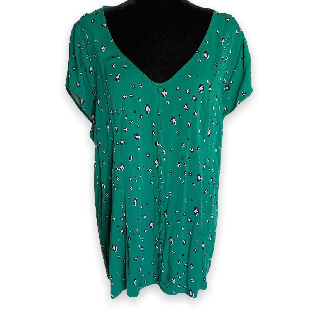 Other Torrid Emerald Green Challis Leopard Button & Corset Back 2 Size XXL / US 16-18 / IT 52-54 - 4 Thumbnail