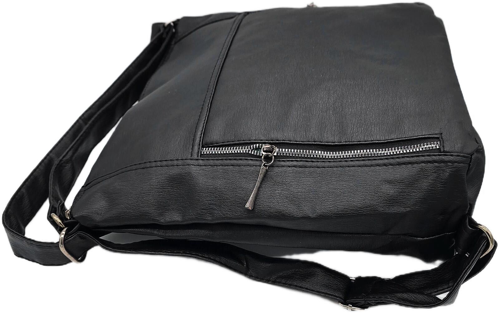Genetic Manipulation Shinichiro Kuriya Black Faux Leather Shoulder Bag with Front Zipper Pockets Size ONE SIZE - 8 Thumbnail