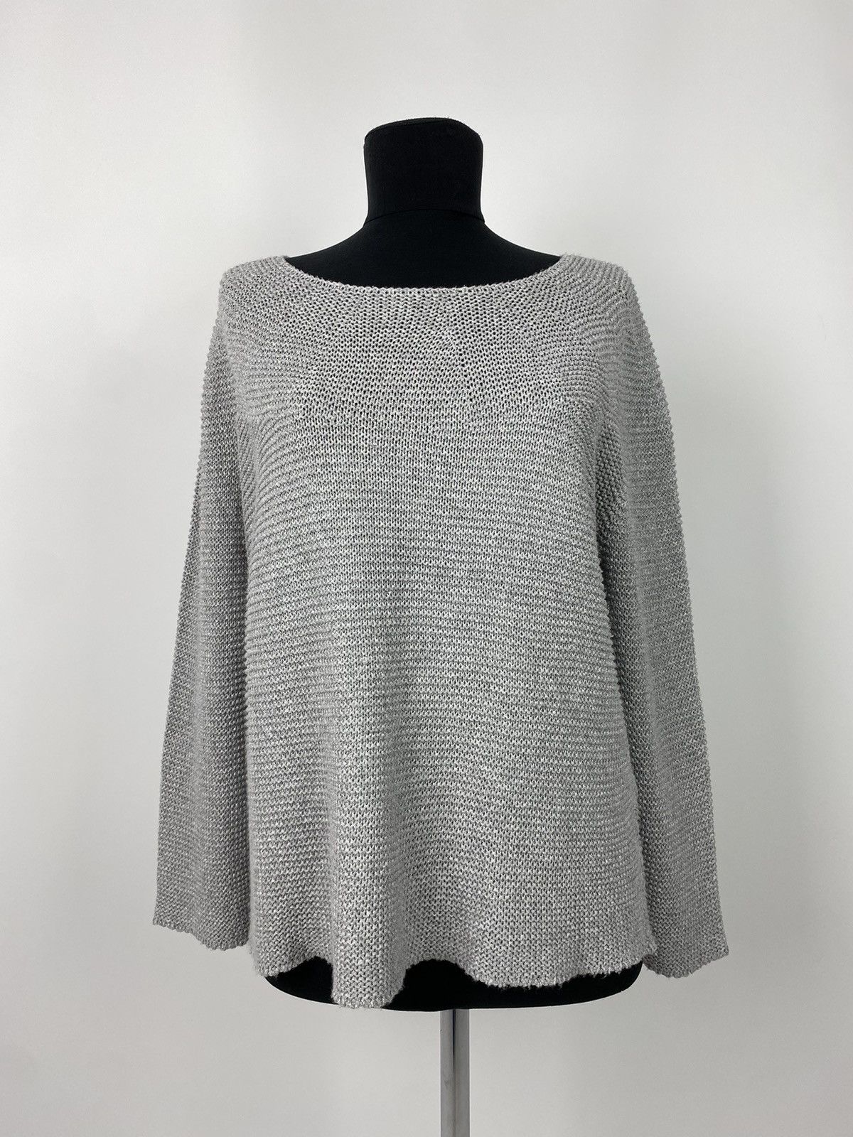 Gran Sasso Gran Sasso Viscose Metallic Silver Wide Neck Knit Sweater Size L / US 10 / IT 46 - 2 Thumbnail
