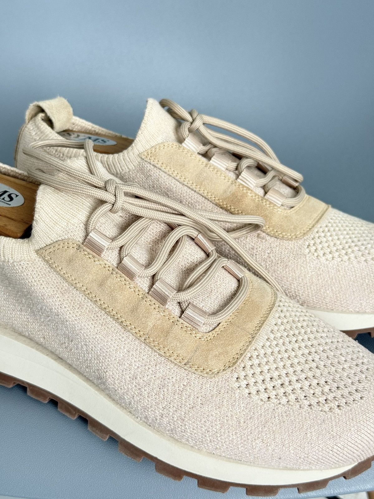 Brunello Cucinelli Brunello Cucinelli Men's Melange Knit Runner Beige Sneakers Size US 9 / EU 42 - 12 Thumbnail