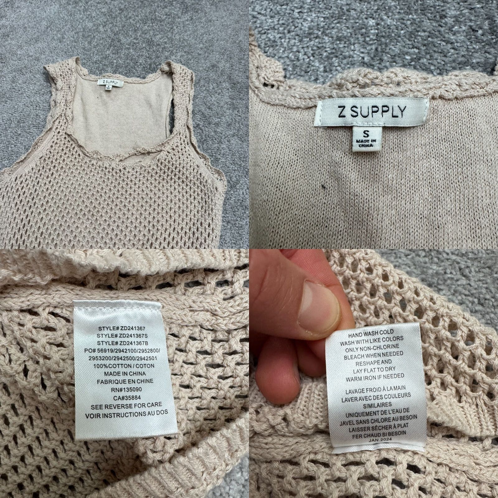 Z Supply Z Supply Ibiza Crochet Maxi Dress Womens Small Beige Beachwear Cover Up Cotton Size S / US 4 / IT 40 - 8 Thumbnail