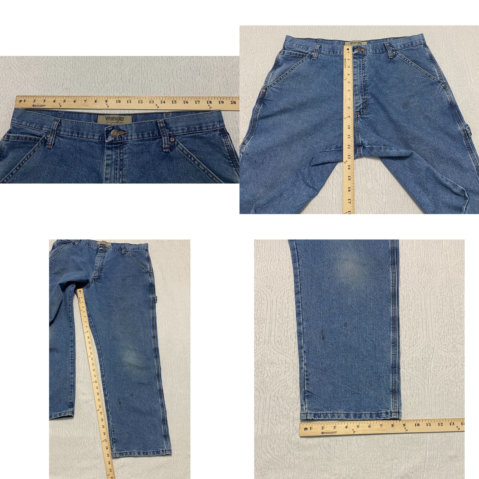 Wrangler Wrangler Jeans Carpenter Men's 36×29 Blue Denim Wide-Leg Regular Straight 29 Inseam 36 W Fabric Denim Blue Carpenter Style Jeans Mens Size US 36 / EU 52 - 8 Thumbnail