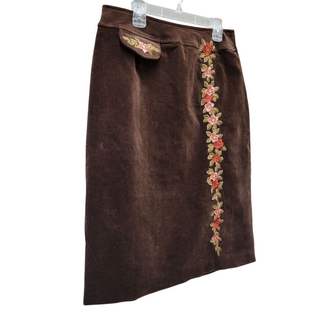 Harold Boots Harolds Women's Light-Corduroy Floral Pencil Brown Skirt 4 Size 27" / US 4 / IT 40 - 4 Thumbnail