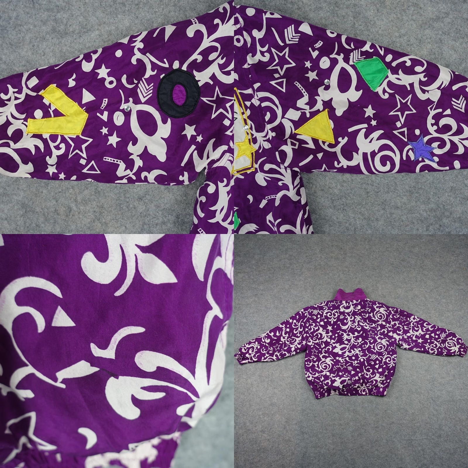Vintage VINTAGE Swell Jacket Womens Small Purple Silk Bomber Zip Abstract Geometric VTG Size S / US 4 / IT 40 - 8 Thumbnail