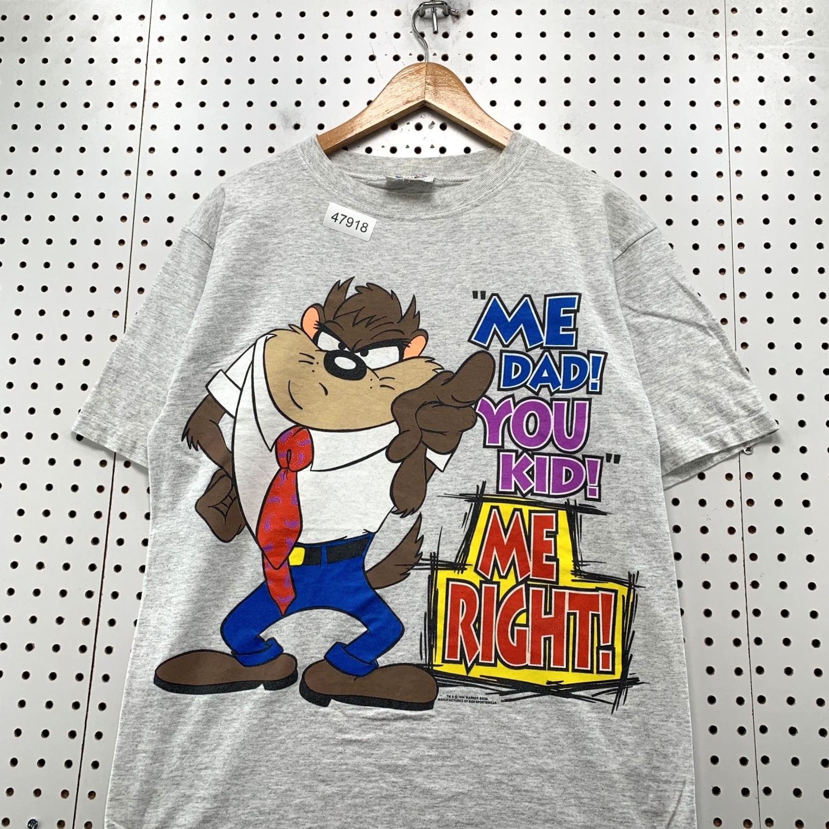 Vintage VINTAGE Looney Tunes TAZ Dad Funny T Shirt Mens M Gray 90s 1990s Single Stitch USA Mens Shirt Size US M / EU 48-50 / 2 - 4 Thumbnail
