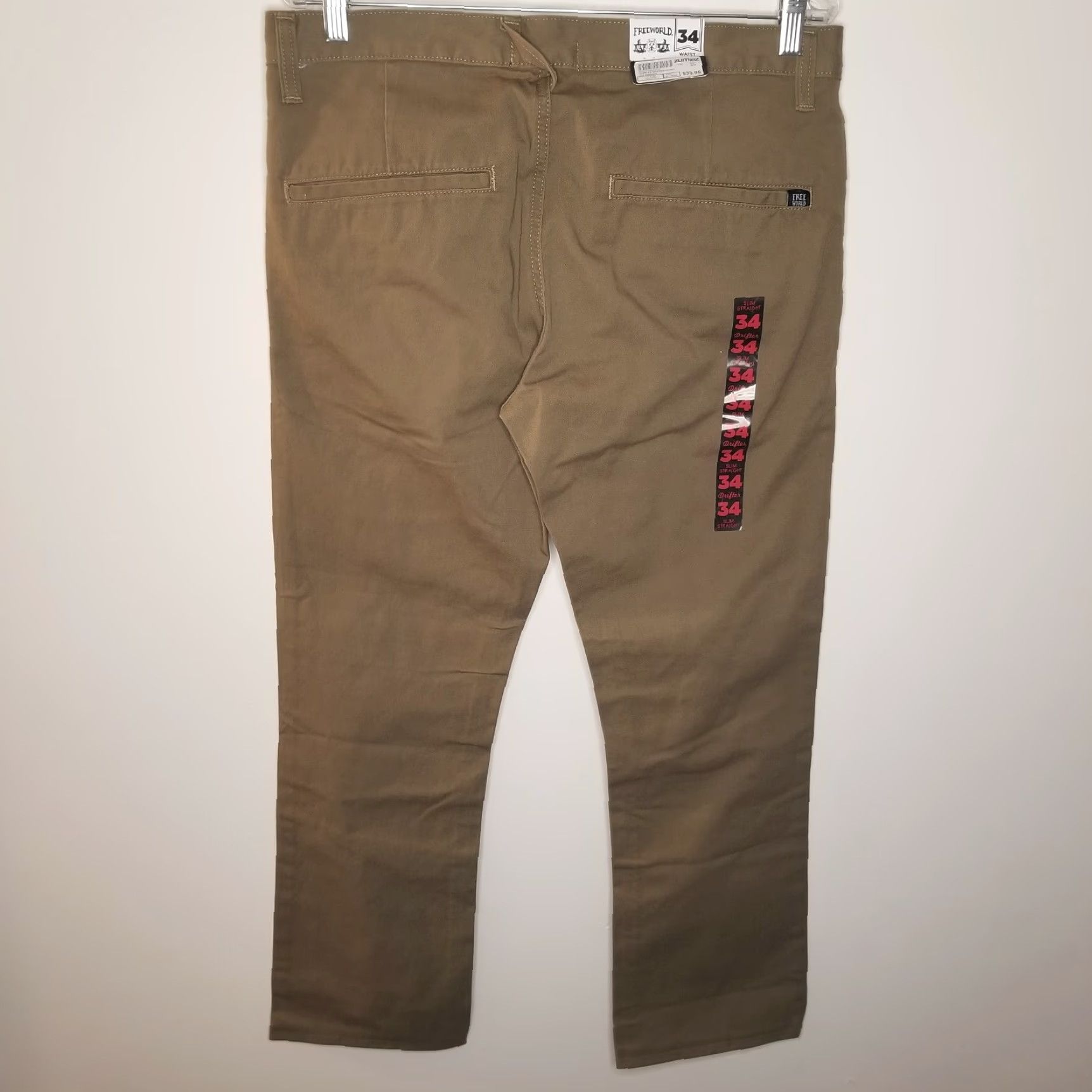 Vintage NEW Free World Mens Beige Chino Pants Slim Straight Size 34x29 Size US 34 / EU 50 - 4 Thumbnail