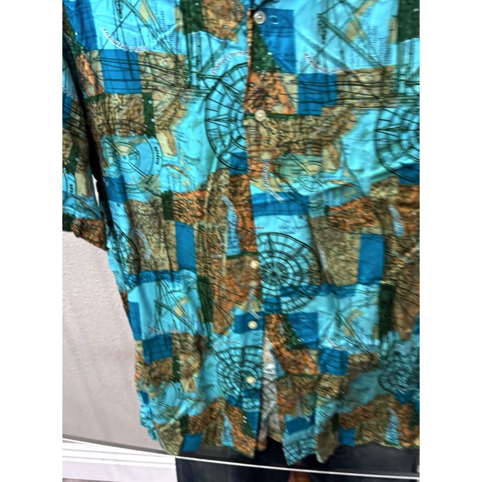 Cremieux Daniel Cremieux SHORT SLEEVE BUTTON UP SHIRT Large L Nautical Artwork Multicolor Mens Size US L / EU 52-54 / 3 - 3 Thumbnail