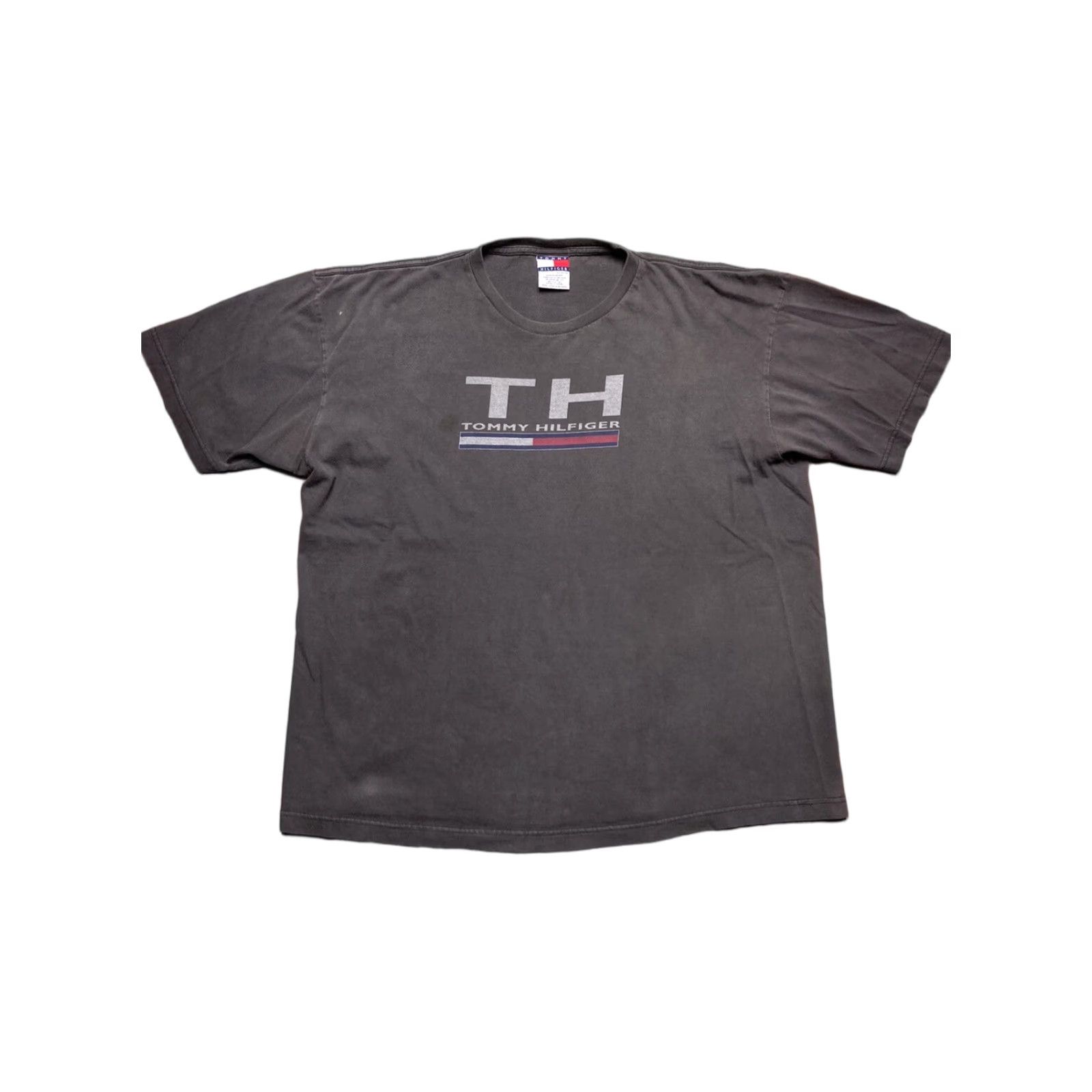 Tommy Hilfiger VINTAGE Tommy Hilfiger T-Shirt Men XL 100% Cotton Gray/Black Faded Size US XL / EU 56 / 4 - 1 Thumbnail