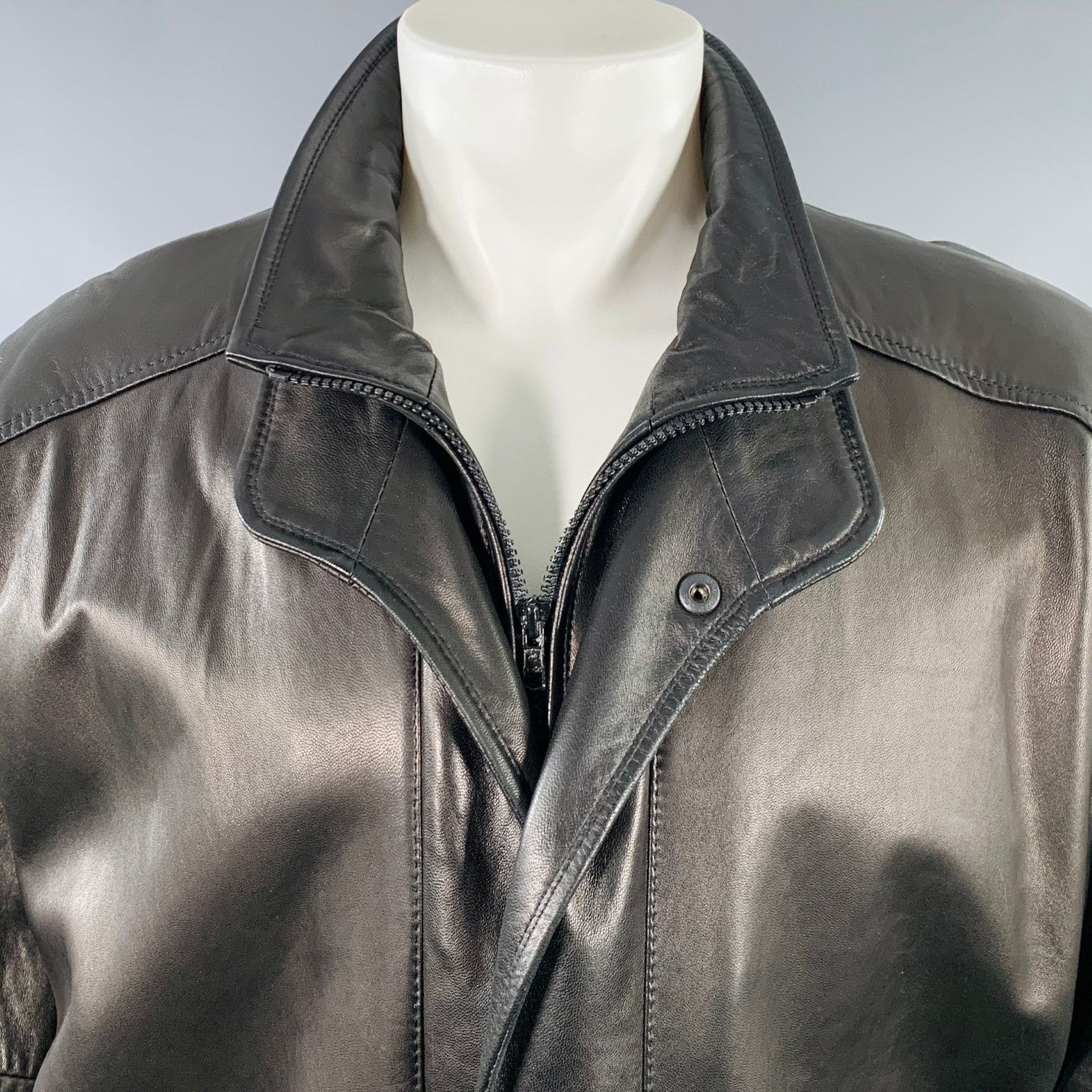 Other REMY LEATHER 40 Black Leather Zip Buttons Blouson Jacket Size US XXL / EU 58 / 5 - 2 Thumbnail
