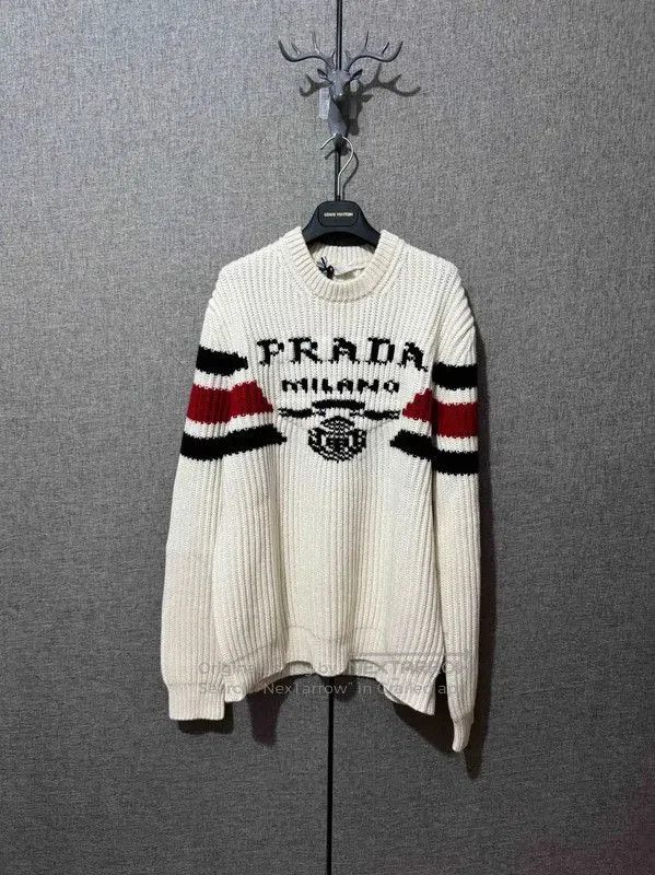 Prada Prada Men's White Cashmere Embroidered Sweater. Size US XL / EU 56 / 4 - 2 Thumbnail