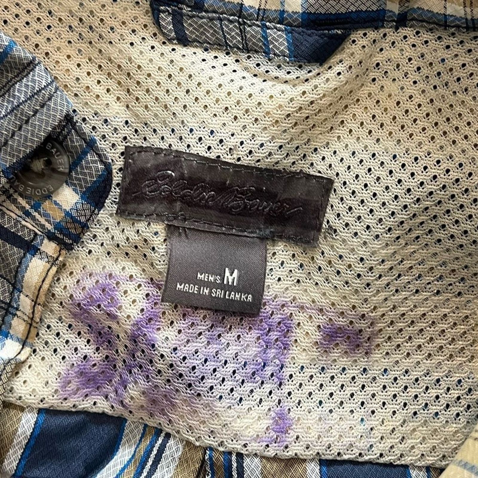 Eddie Bauer NWOT Eddie Bauer Blue Tan Plaid Short Sleeve Shirt Size M Size US M / EU 48-50 / 2 - 2 Thumbnail