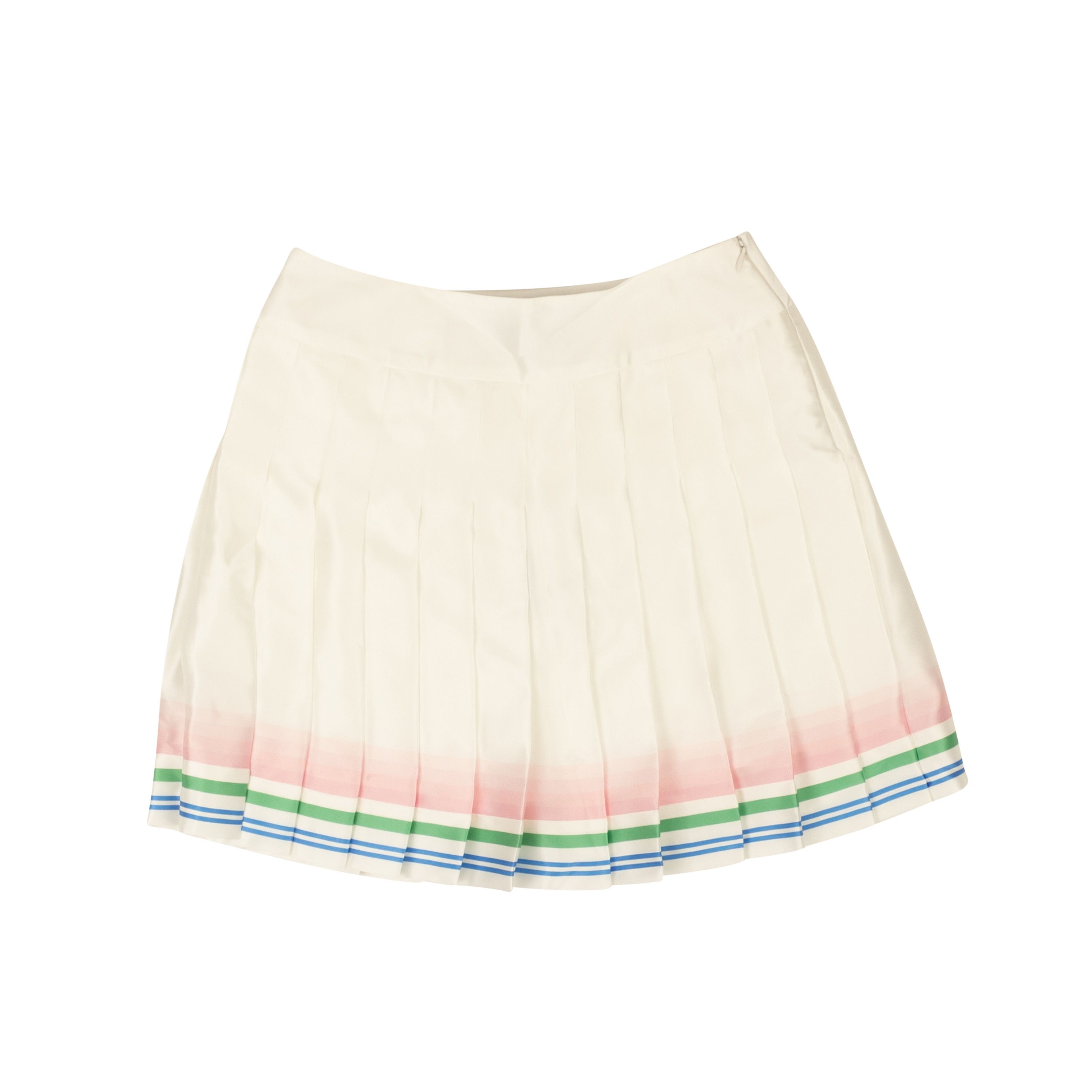 image of Casablanca White Satin Pleated Tennis Club Mini Skirt Size M, Women's