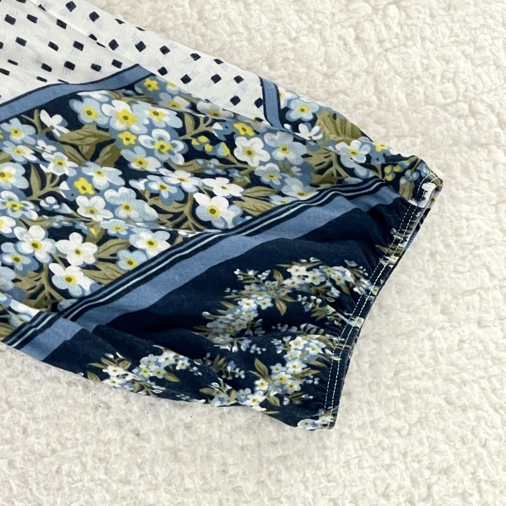 Vintage Deletta Blue Floral Mixed Media Short Sleeve Shirt Womens Pullover Size M Size M / US 6-8 / IT 42-44 - 5 Thumbnail