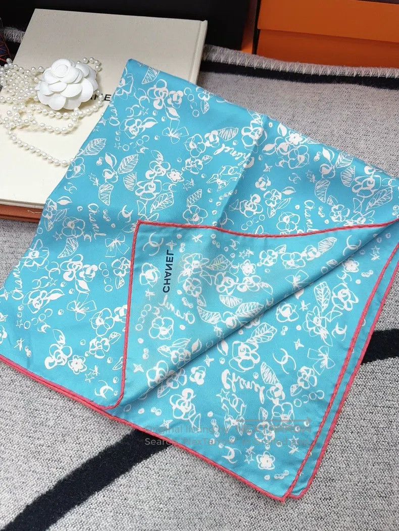 Chanel Chanel Little Blue Flower Silk Scarf Size ONE SIZE - 2 Thumbnail