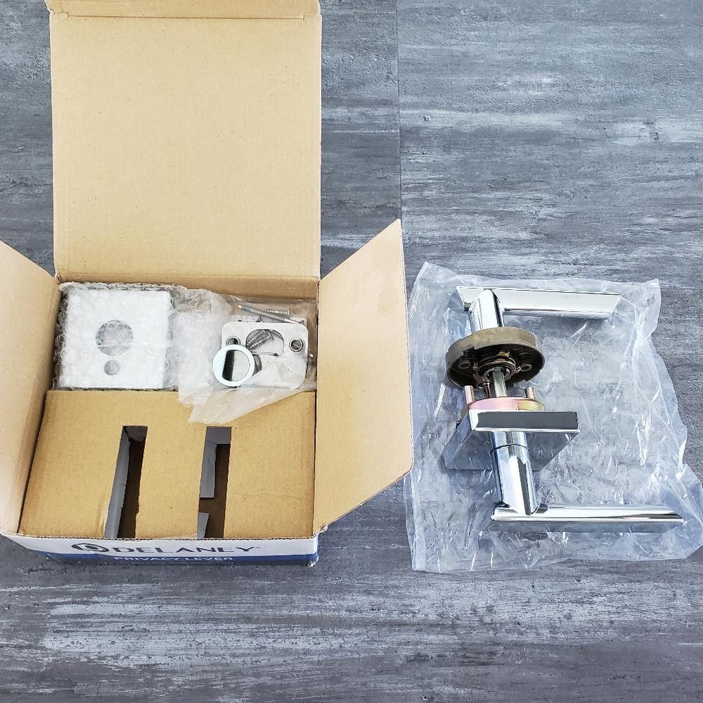 Designer Polished Chrome Delaney Privacy Door Lock Lever Size ONE SIZE - 3 Thumbnail