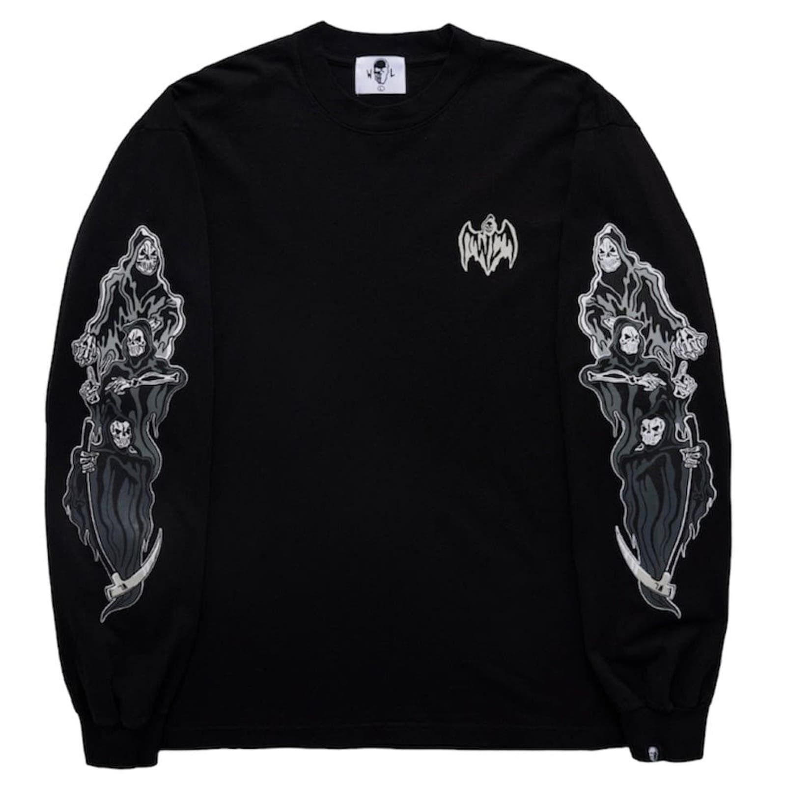 image of Warren Lotas Three Reaper Long Sleeve Tee Shirt Black, Men's (Size Small)