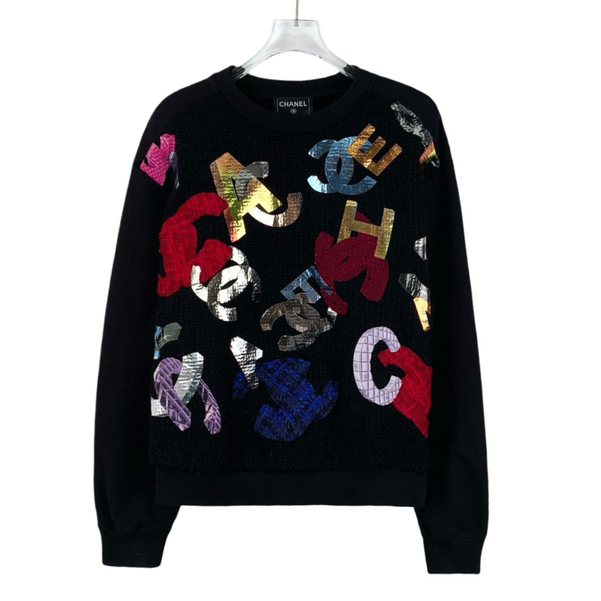 Chanel Chanel Black Logo Colorful Sequins Monogram Sweatshirt Size S / US 4 / IT 40 - 1 Thumbnail