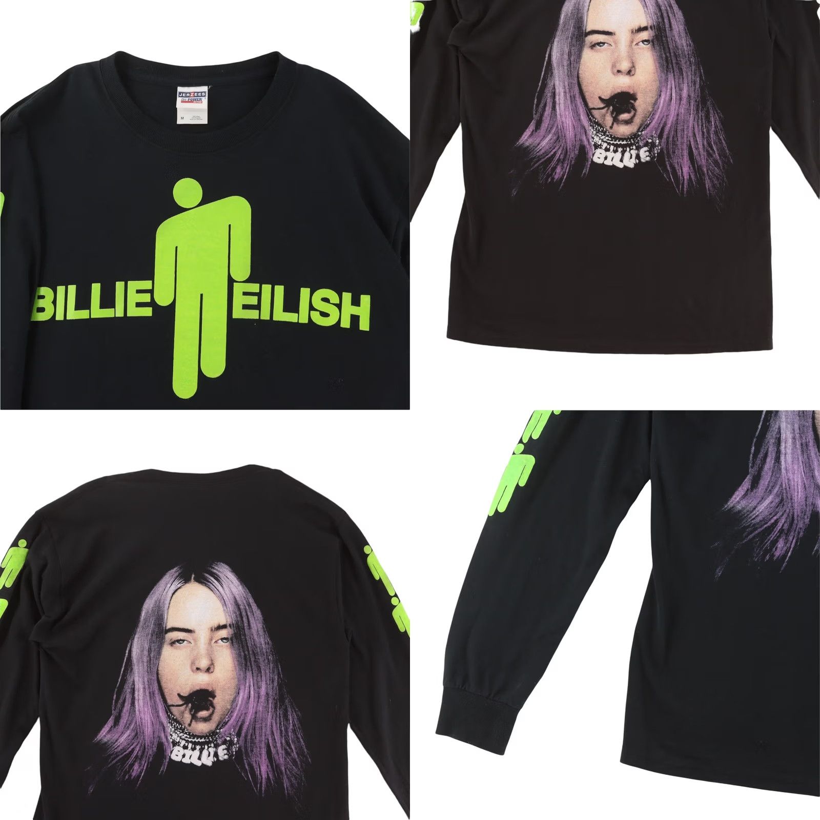 Jerzees Billie Eilish Long Sleeve Size Medium Black RARE Unisex Double Sided Print Size US M / EU 48-50 / 2 - 8 Thumbnail