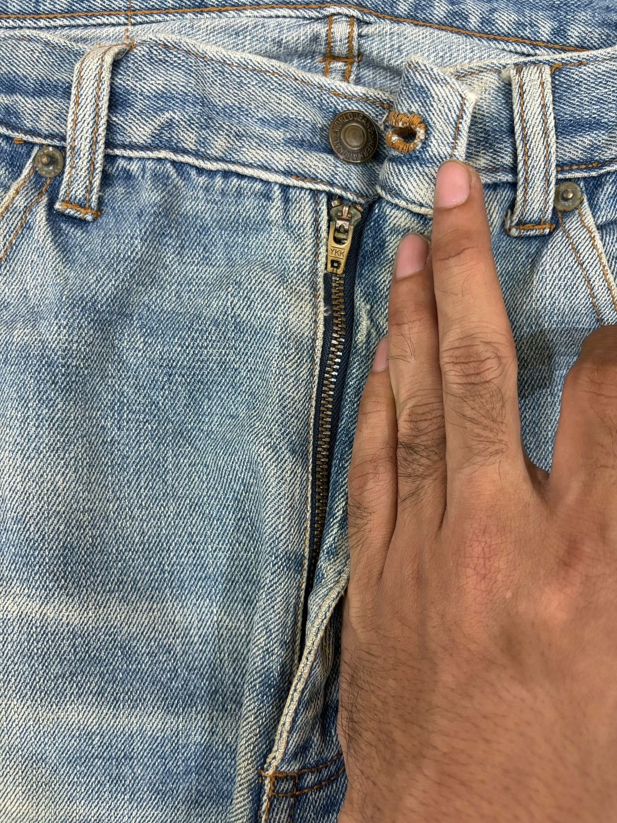 Japanese Brand Vintage Japanese Brand Mud Wash Patches Loose Jeans Size US 32 / EU 48 - 3 Thumbnail