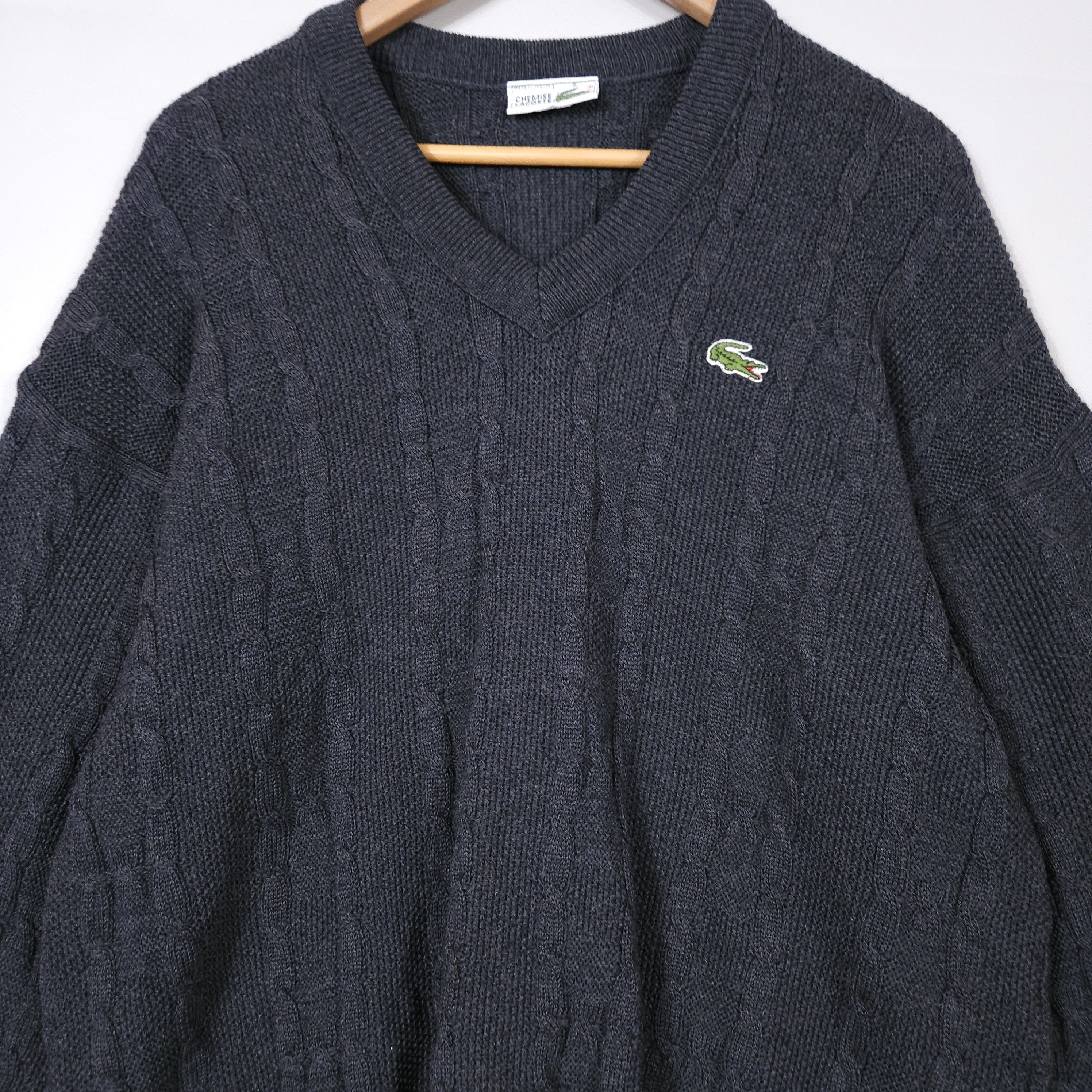 Lacoste × Vintage Chemise Lacoste Cable Knit Sweater Wool V-neck France 6 /XL Size US XL / EU 56 / 4 - 5 Thumbnail