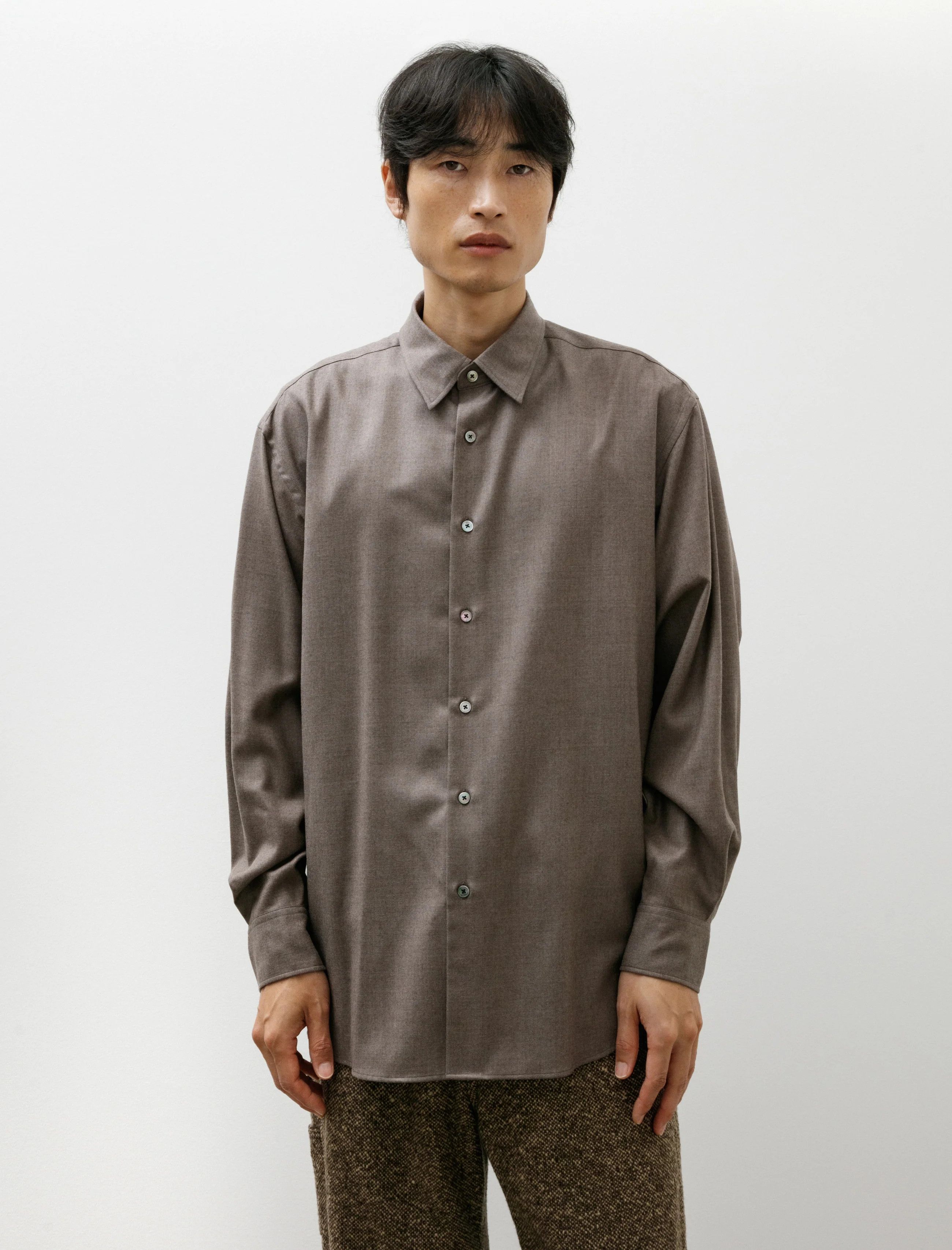 ($525) Super Light Wool Shirt Brown
