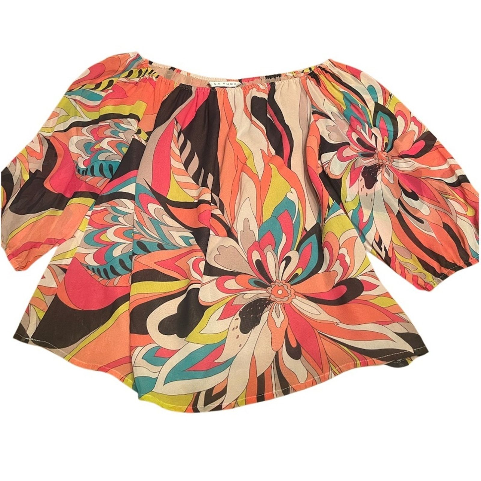 Trina Turk Trina Turk 100% silk 3/4 length sleeve scoop neck top, Small Size S / US 4 / IT 40 - 1 Thumbnail