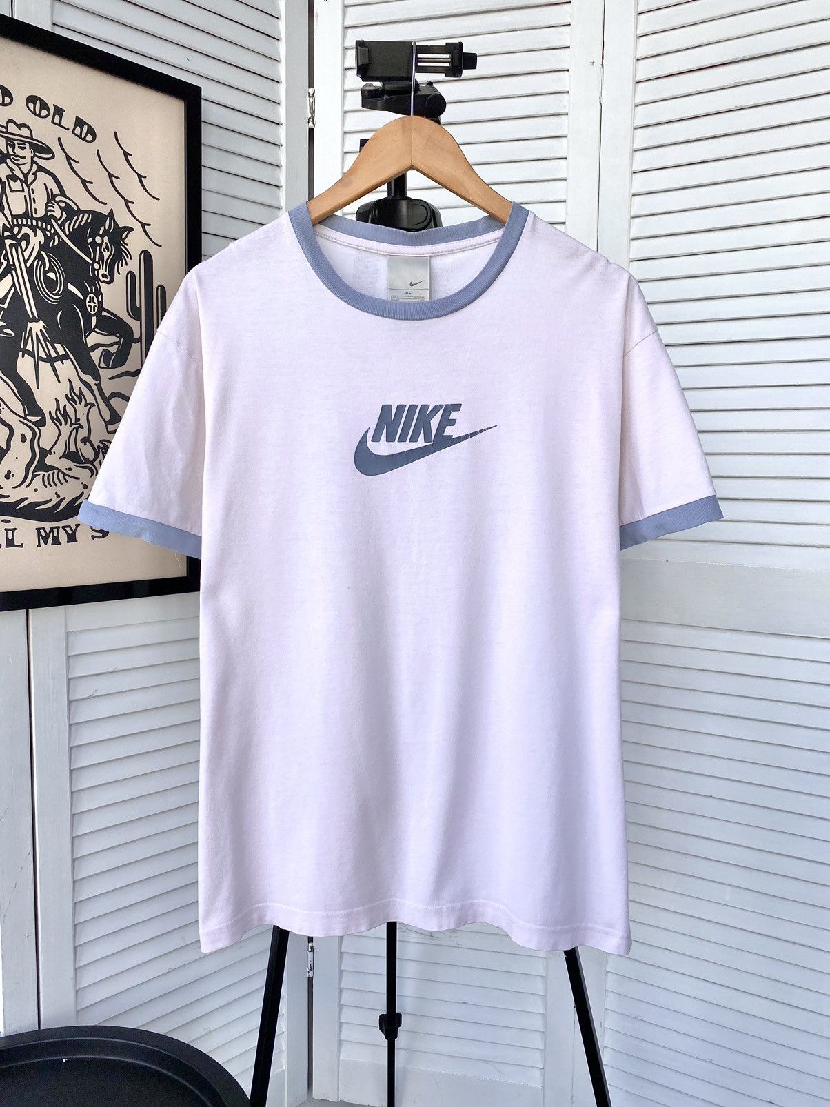 Nike × Vintage Nike Vintage Center Swoosh Logo Retro Style Tee Shirt Size US XL / EU 56 / 4 - 3 Thumbnail