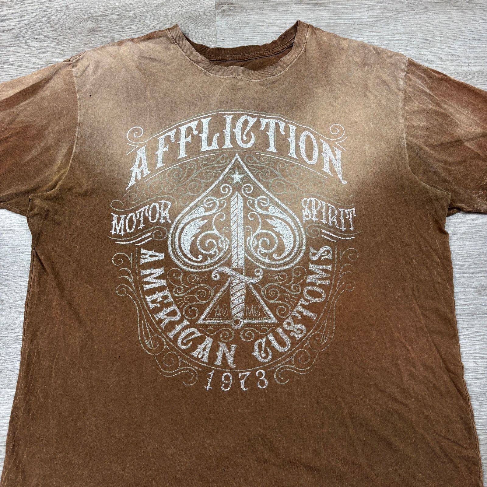 Affliction Affliction Motor Spirit Spade Dagger Faded T Shirt Men's 2XL Size US XXL / EU 58 / 5 - 2 Thumbnail
