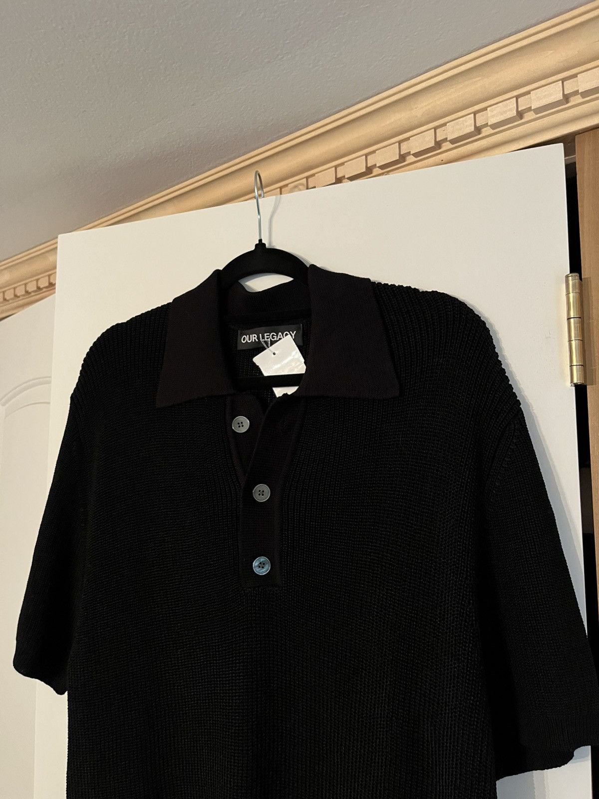 トップス OUR LEGACY TRADITIONAL POLO 48 Our Legacy Traditional Polo in Shadow Black Crispy Cotton
