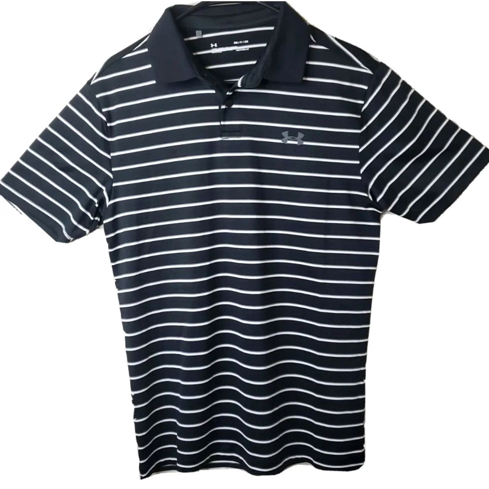 Under Armour UNDER ARMOUR HEATGEAR Polo Shirt Striped Short Sleeve Men S Black White Loose Fit Polo Collar 38 in S Regular Mens Size US S / EU 44-46 / 1 - 2 Thumbnail