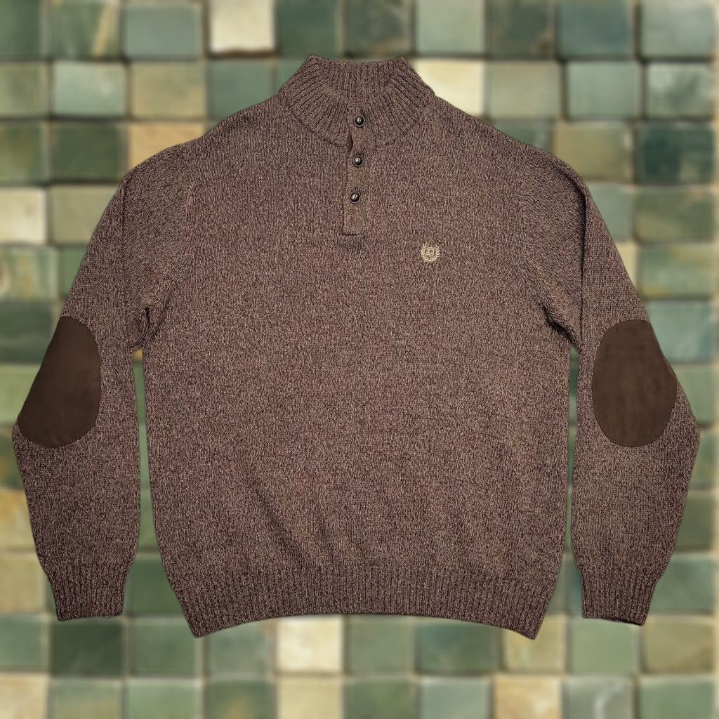 Chaps Chaps Sweater Mens XL Brown 100% Cotton Knit Henley Mock Neck Ribbed Pullover Casual Solid Ribbed Knit Mens Size US XL / EU 56 / 4 - 1 Thumbnail