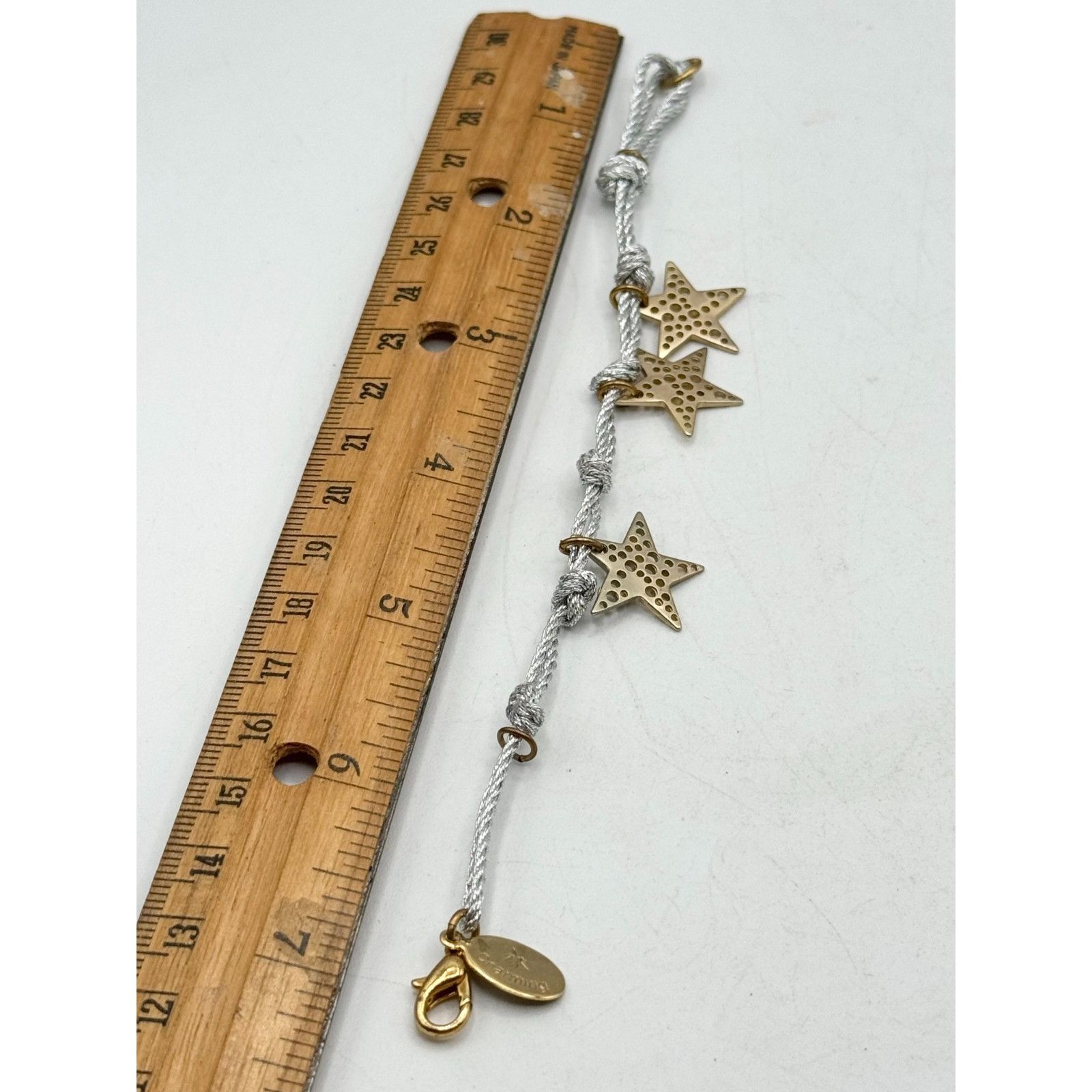 Other Vintage silver metallic thread rhinestone star charm bracele Size ONE SIZE - 4 Thumbnail