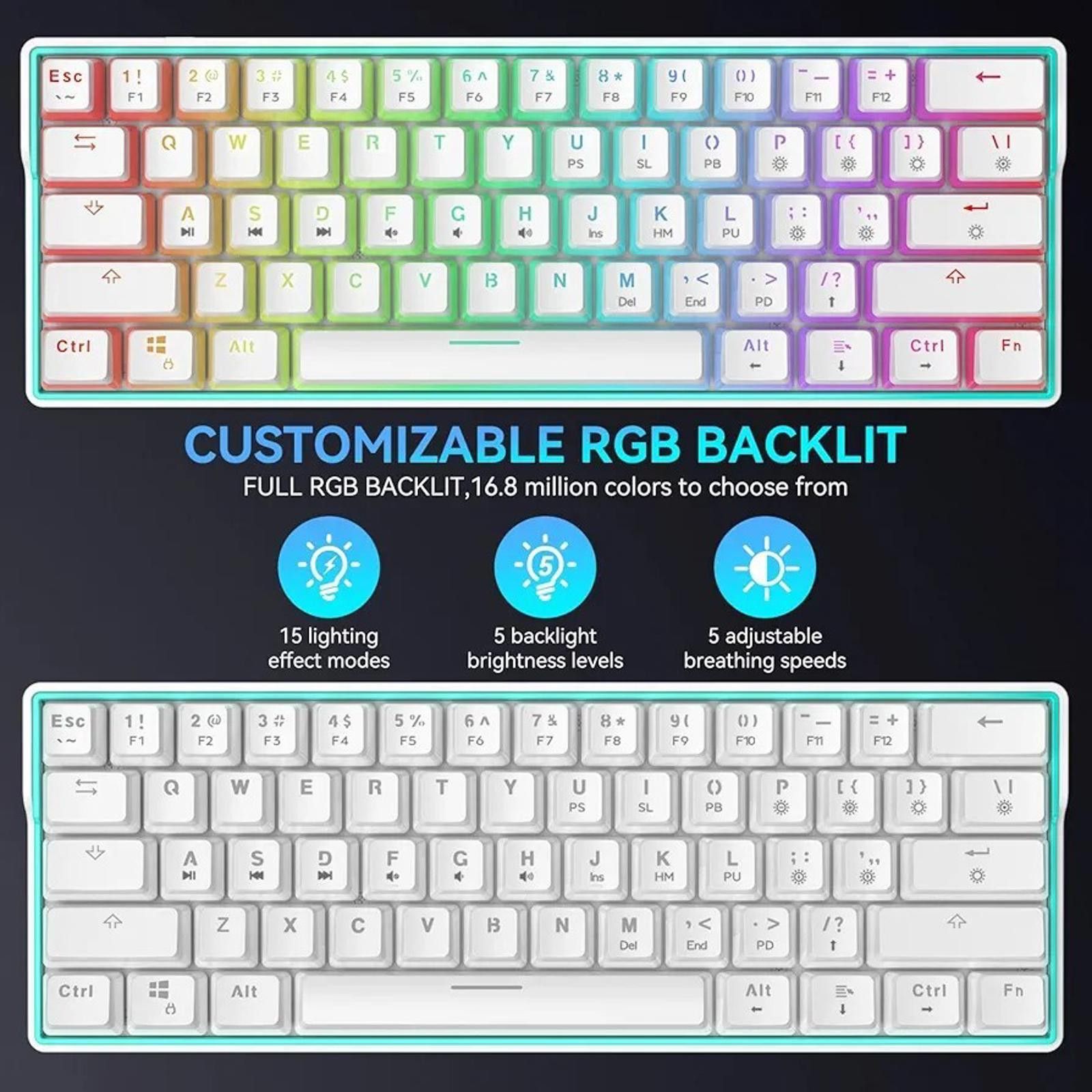 Other Nitafxhu NT61 Mechanical Gaming Keyboard White Size ONE SIZE - 3 Thumbnail