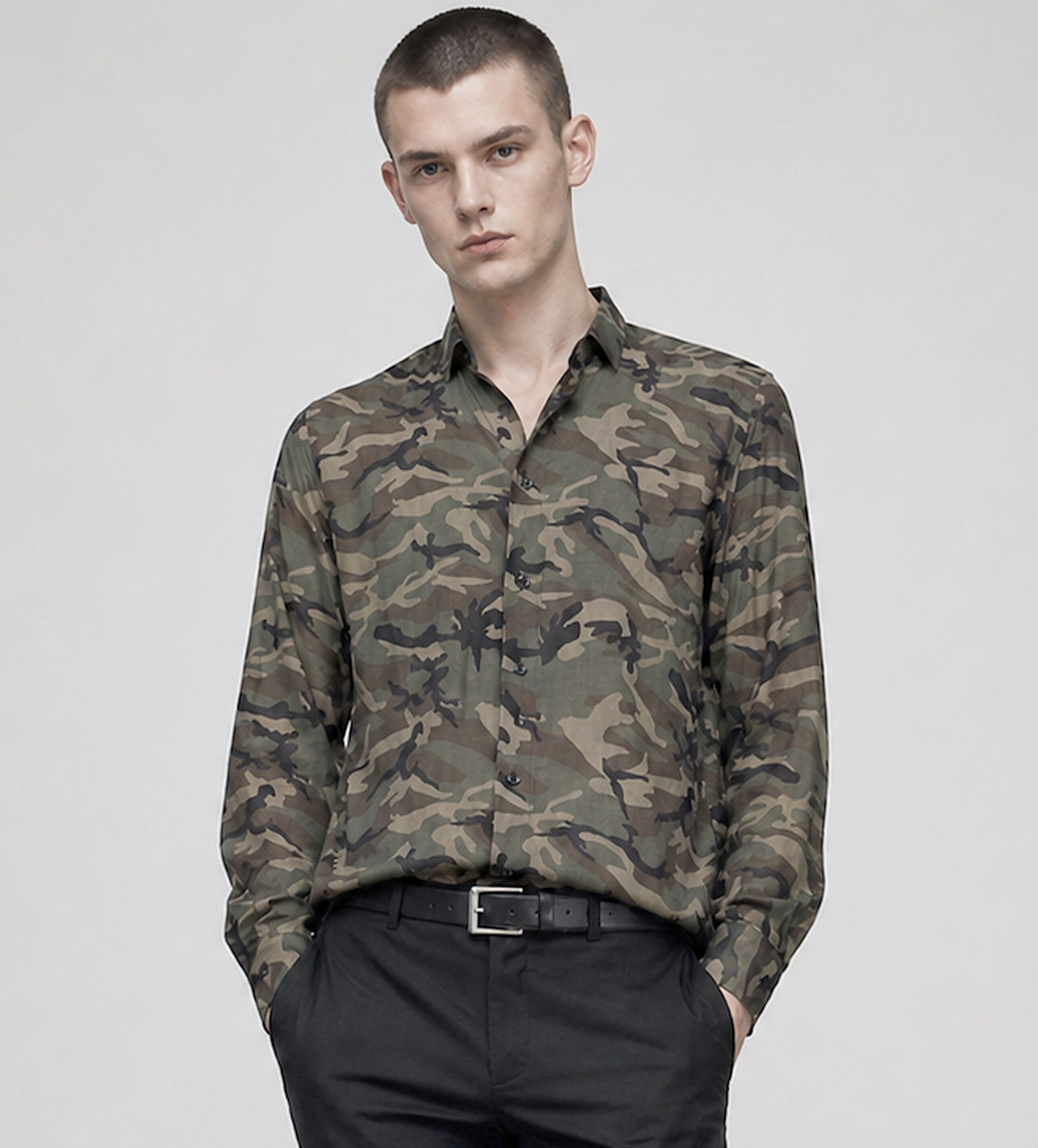 Saint Laurent Paris Hedi Slimane Camouflage Military Shirt Size US M / EU 48-50 / 2 - 1 Thumbnail