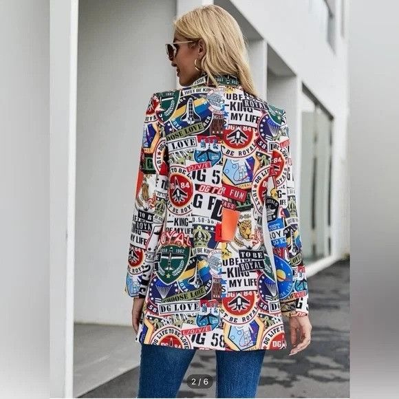 Other Retro Graphic Print Blazer Jacket Size M Multicolor Pop Art Size M / US 6-8 / IT 42-44 - 11 Thumbnail