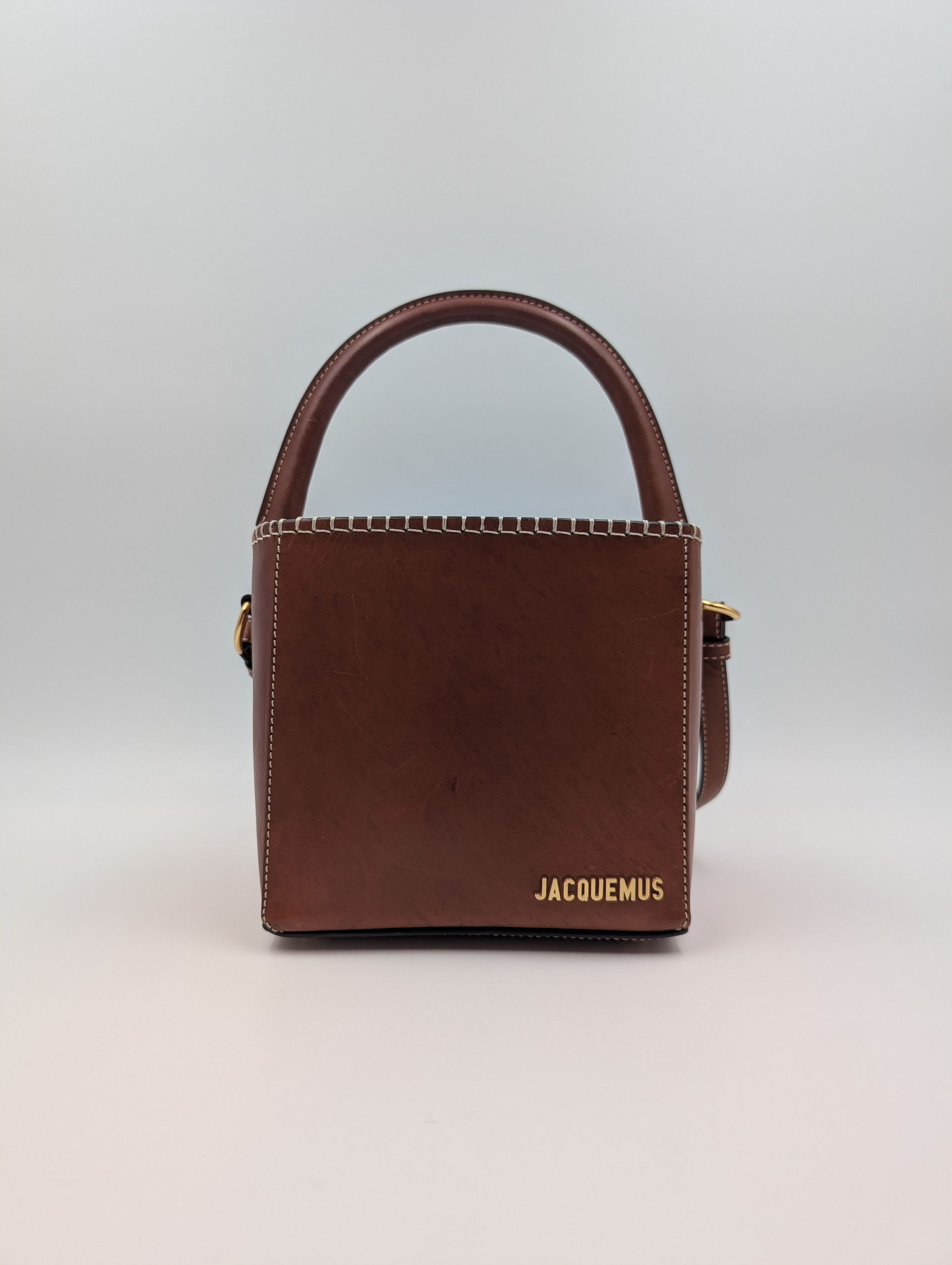 Jacquemus Jacquemus Brown Leather Le Seau Carre Bucket Bag Size ONE SIZE - 1 Thumbnail