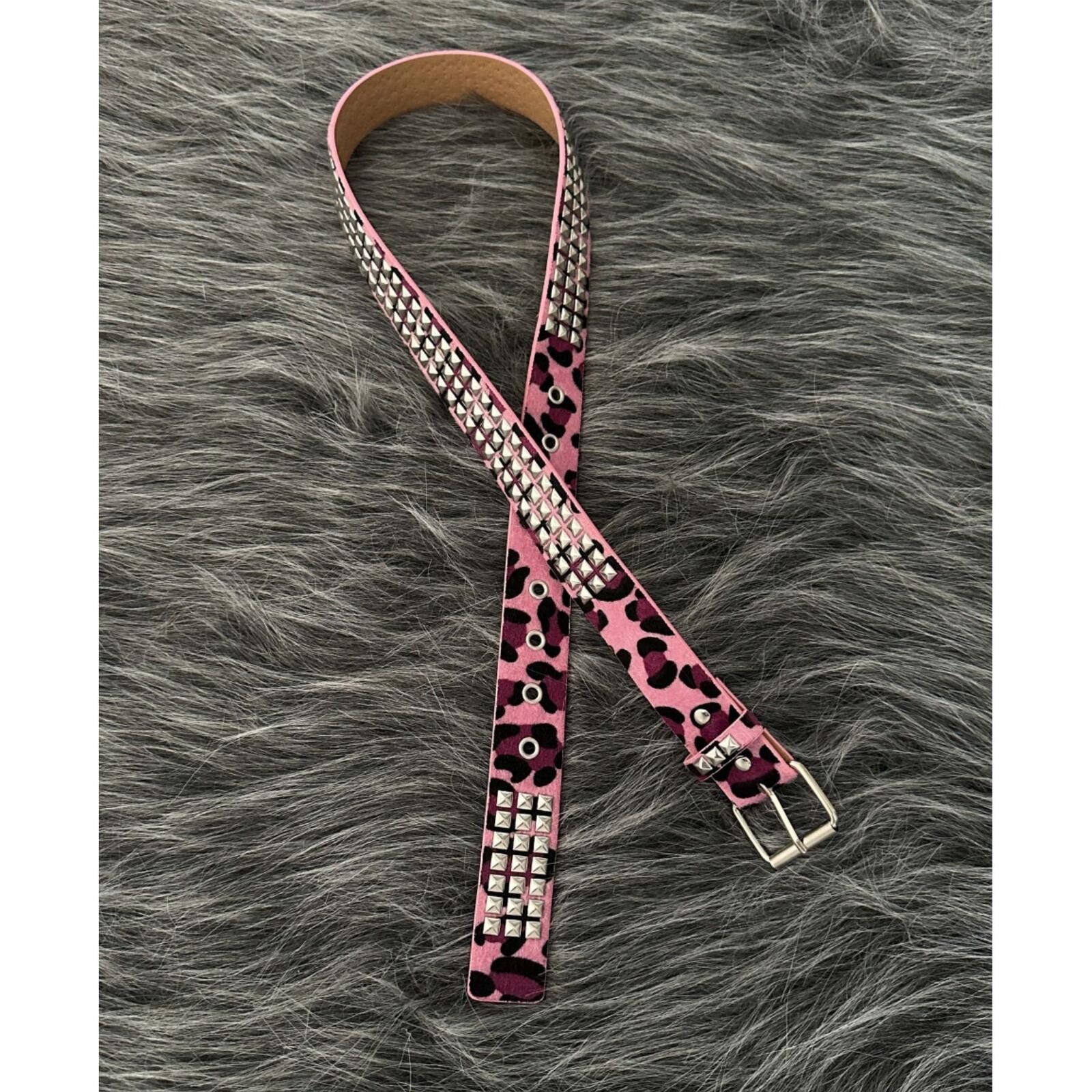 Other Pink Leopard Rhinestone Belt | Crystal Detail Punk 100cm Size ONE SIZE - 4 Thumbnail