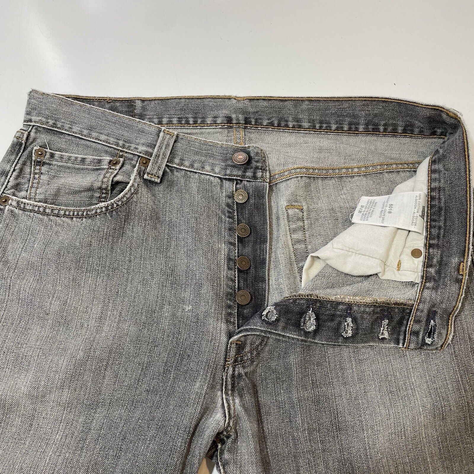 Levi's Levis 501 Denim Jeans Mens 34x30 Black Straight Button Fly Size US 34 / EU 50 - 8 Thumbnail