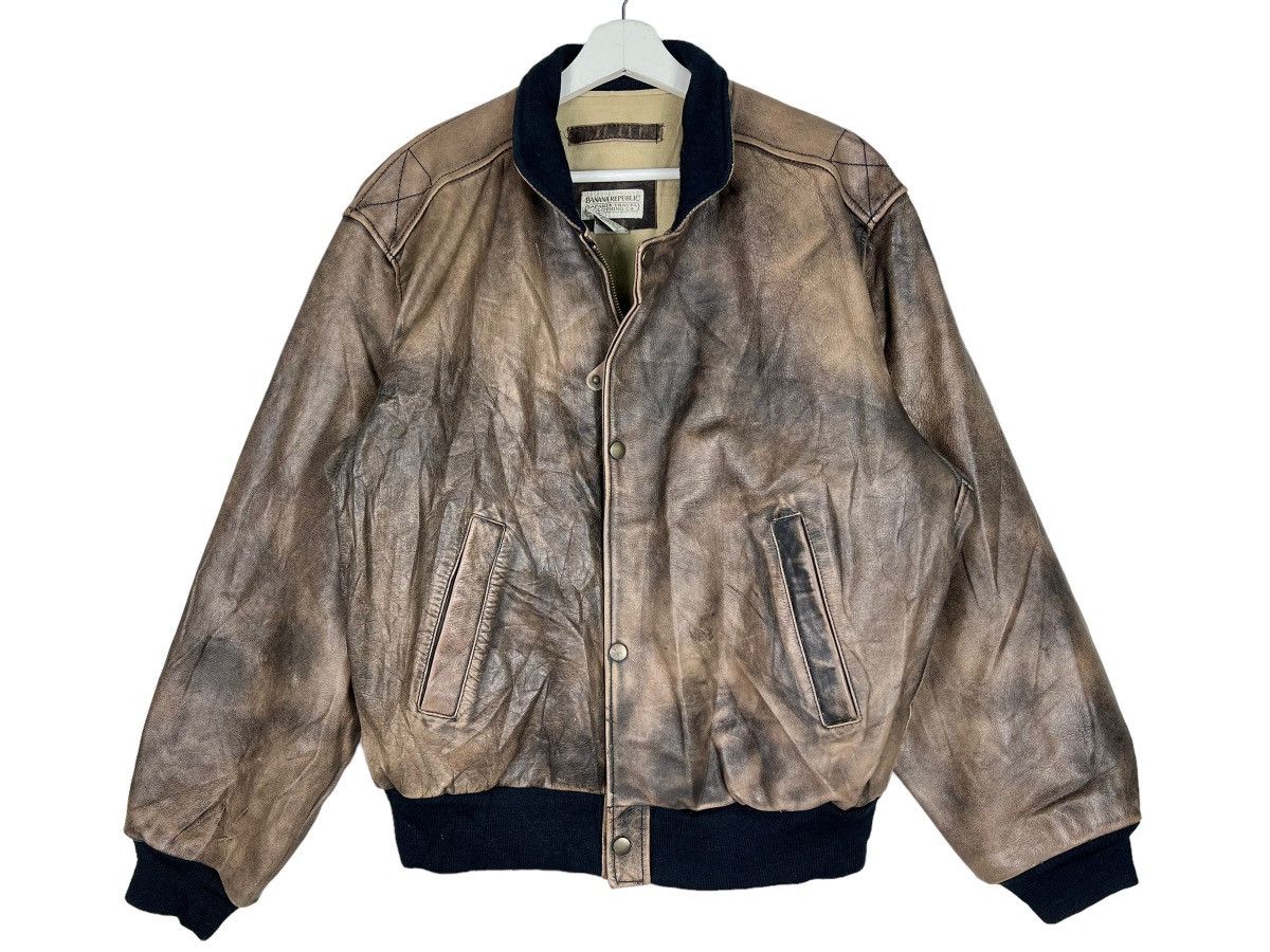 Banana Republic 🔥 1980s BANANA REPUBLIC TRAVEL SAFARI DYED LEATHER JACKET Size US L / EU 52-54 / 3 - 3 Thumbnail