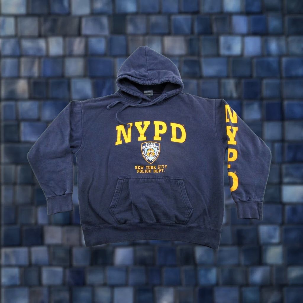 Vintage NYPD Hoodie Adult NYC New York Police Spell Out Hoodie Sweatshirt Size L BLUE Retro City Graphic Print Hooded Pullover Men XL? Size US L / EU 52-54 / 3 - 1 Thumbnail