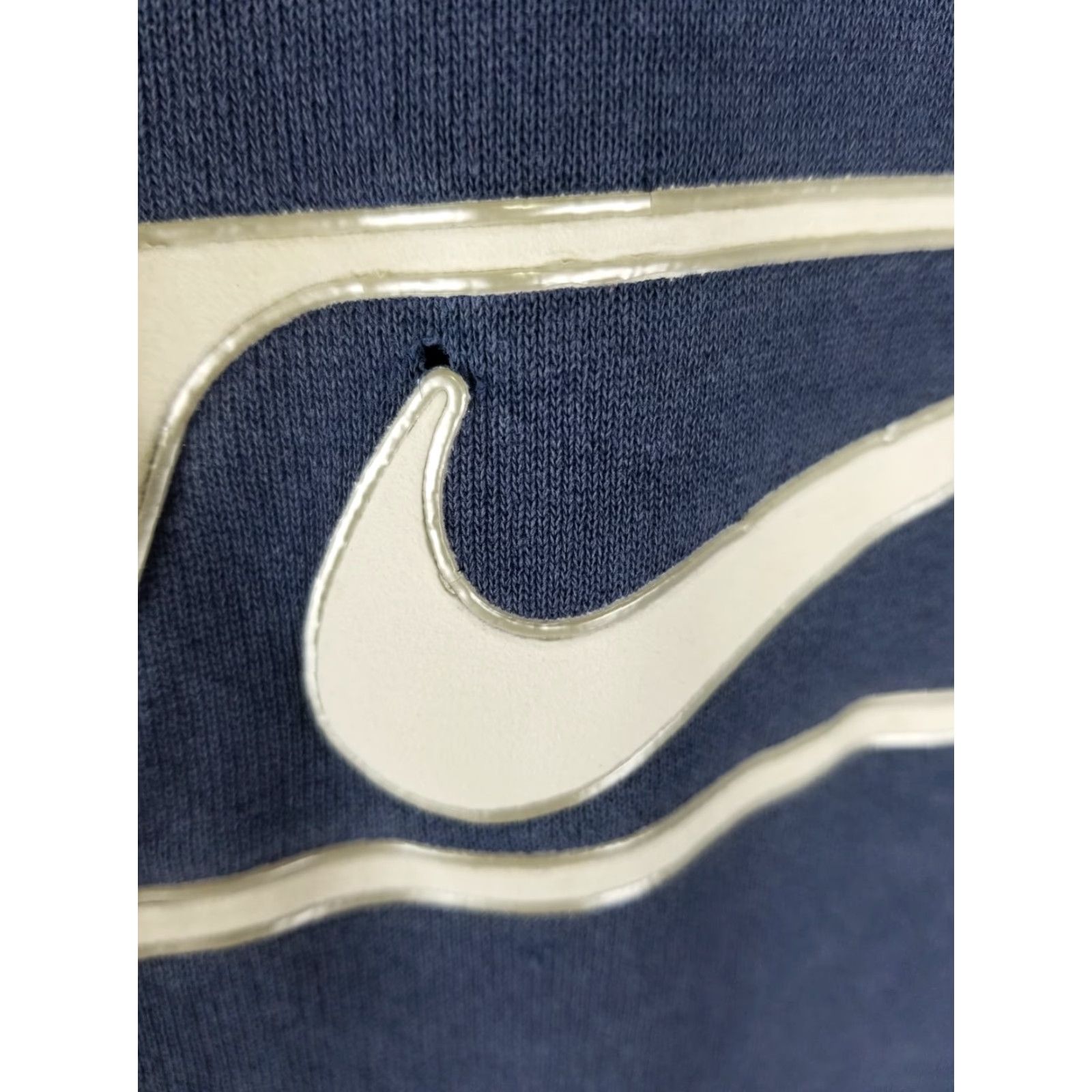 Nike VINTAGE Nike CENTER SWOOSH Navy Cotton Hoodie Sweatshirt XL Men's Blue 90s Pullover Lined Strap Cross Shoulder 26-28in Size US XL / EU 56 / 4 - 3 Thumbnail