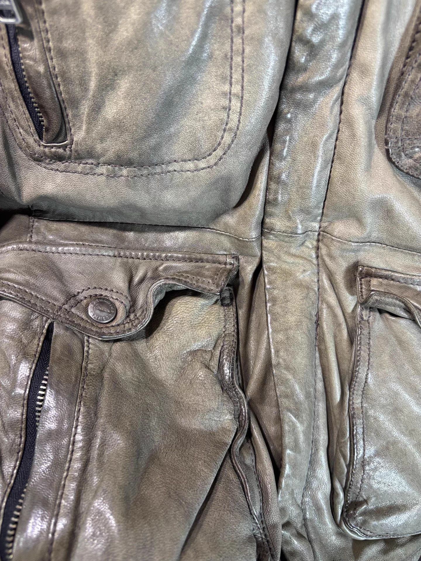 Katharine Hamnett London Katharine Hamnett 00s Tobacco 4-Pkt Epau LeatherJkt L Size US L / EU 52-54 / 3 - 6 Thumbnail
