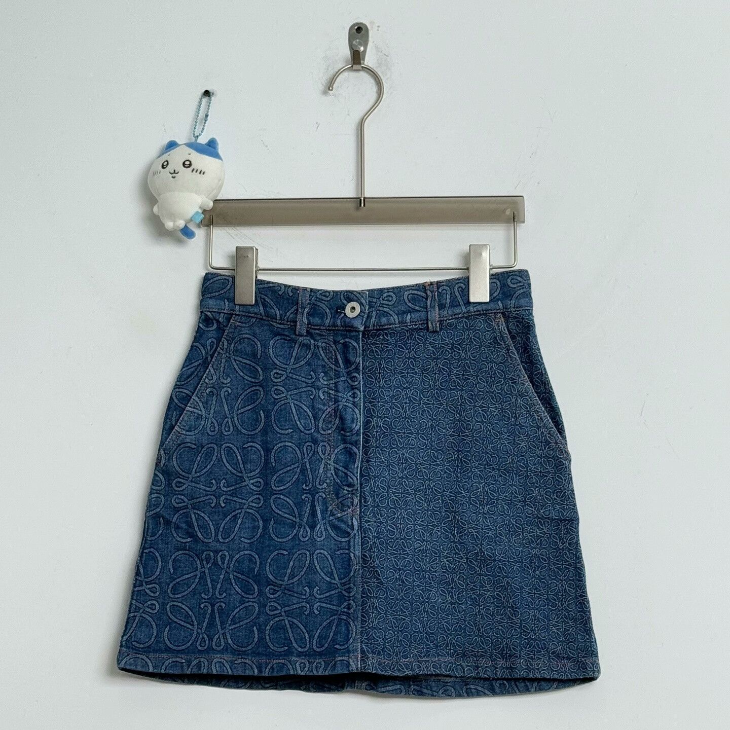 Loewe Embroidered Logo Denim Mini Skirt