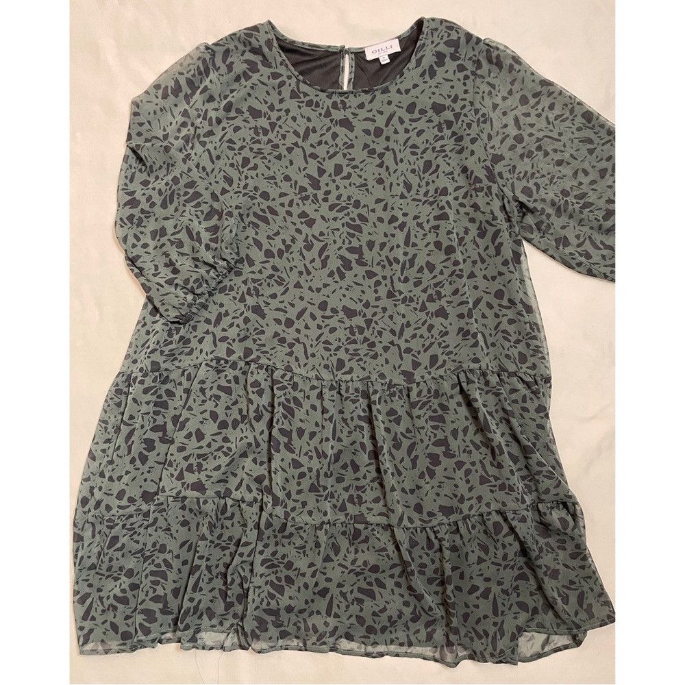 Other Gilli Chiffon 3/4 Sleeve Green Dress SIze 2X Size XXL / US 16-18 / IT 52-54 - 5 Thumbnail