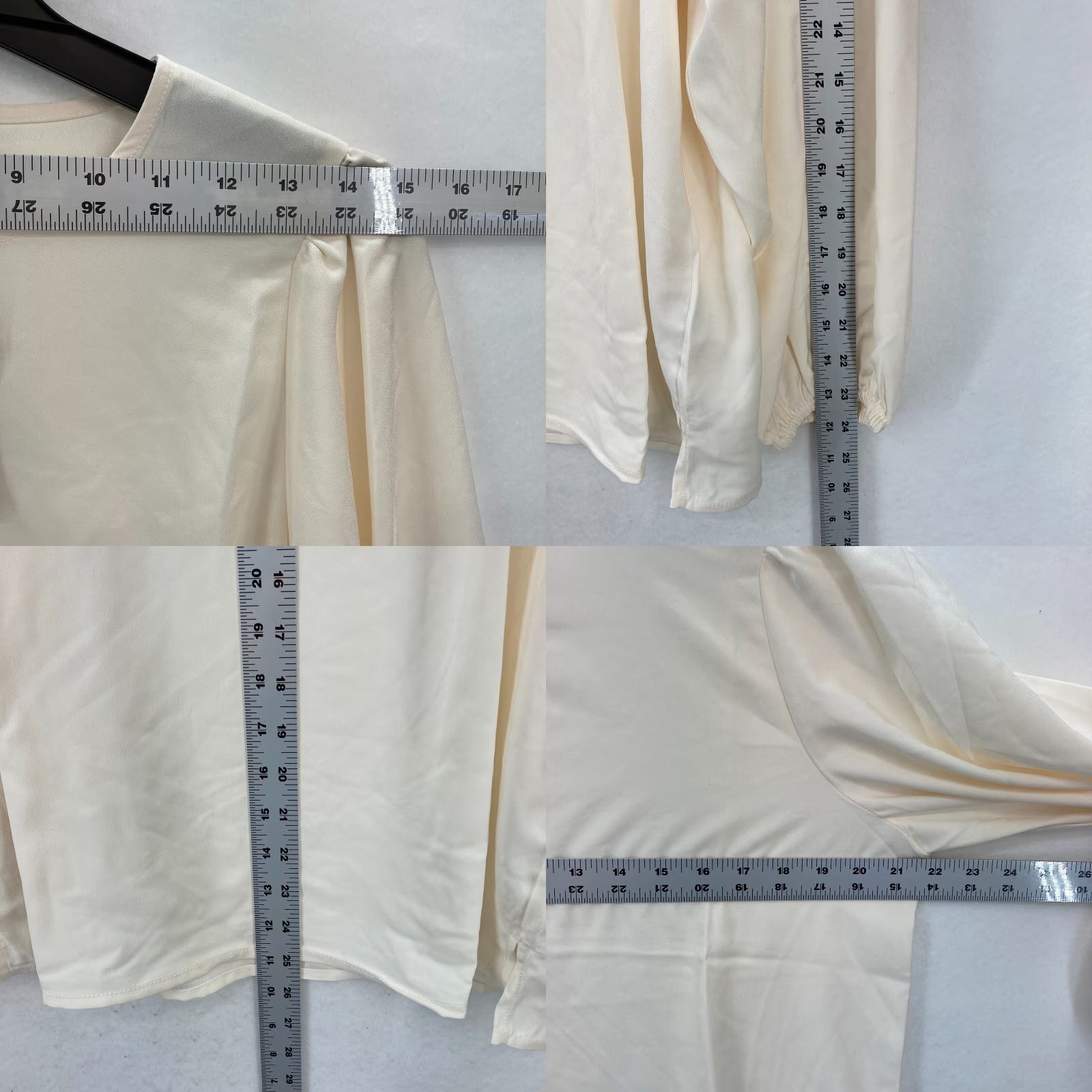 J.Crew J.CREW Puff Sleeve Satin Back Crepe Top Women's MT Tall Ivory Keyhole Neckline Blouse Size M / US 6-8 / IT 42-44 - 8 Thumbnail